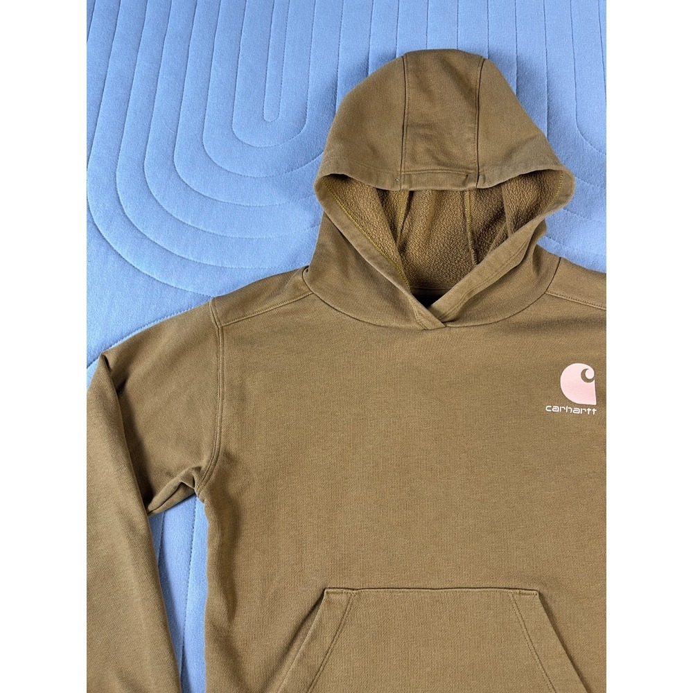 Carhartt Hoodie Youth XS (7) Pullover Hooded Sweatshirt Brown Spell Out TS9983-G - Picture 3 of 11